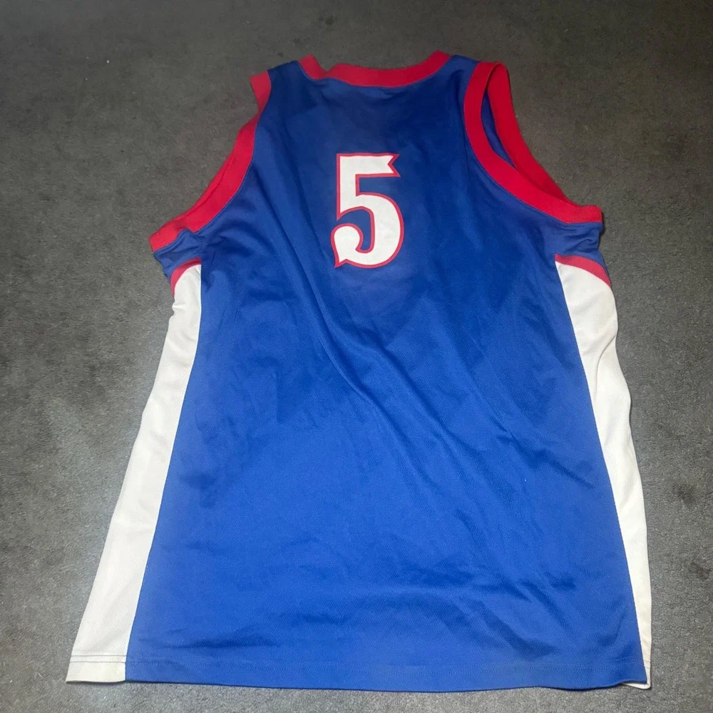 Nike Elite Kansas Jayhawks Basketball Jersey Mens XL Blue Red Number 5 NCAA
